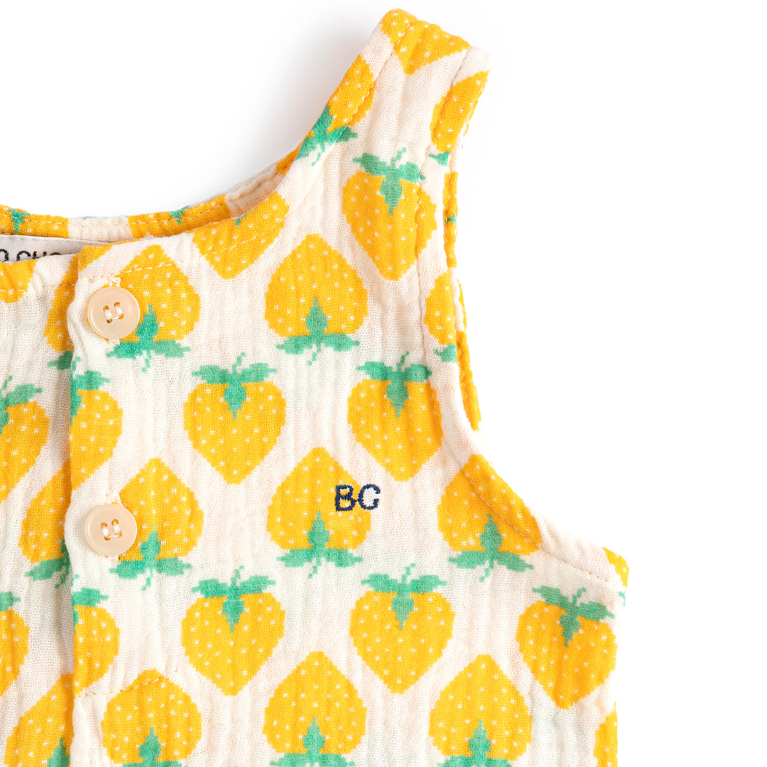 Strawberry All Over Woven Playsuit - White