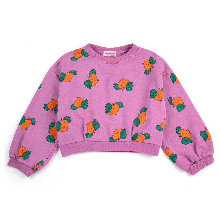 Tangerine All Over Cropped Sweatshirt - Purple