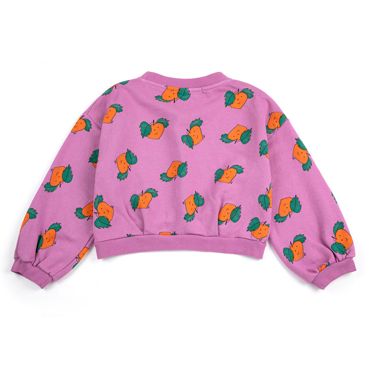 Tangerine All Over Cropped Sweatshirt - Purple