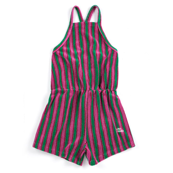 Striped Terry Cloth Playsuit - Purple