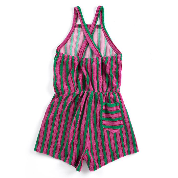 Striped Terry Cloth Playsuit - Purple