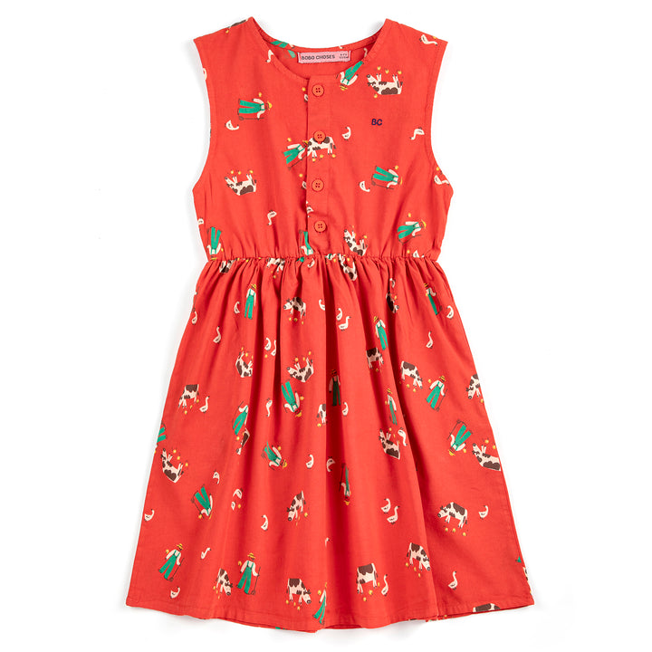 Farm Adventure All Over Woven Dress - Red