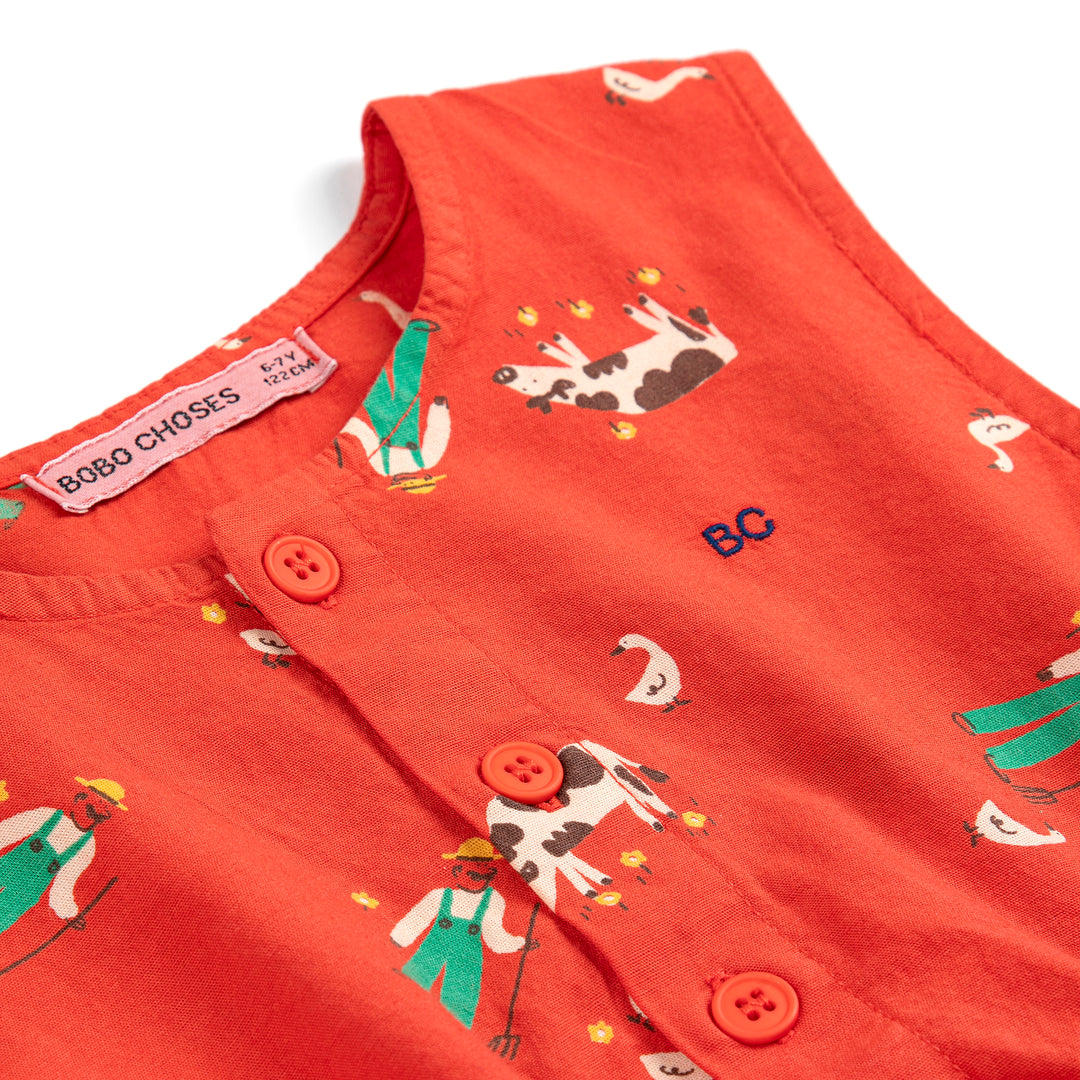 Farm Adventure All Over Woven Dress - Red