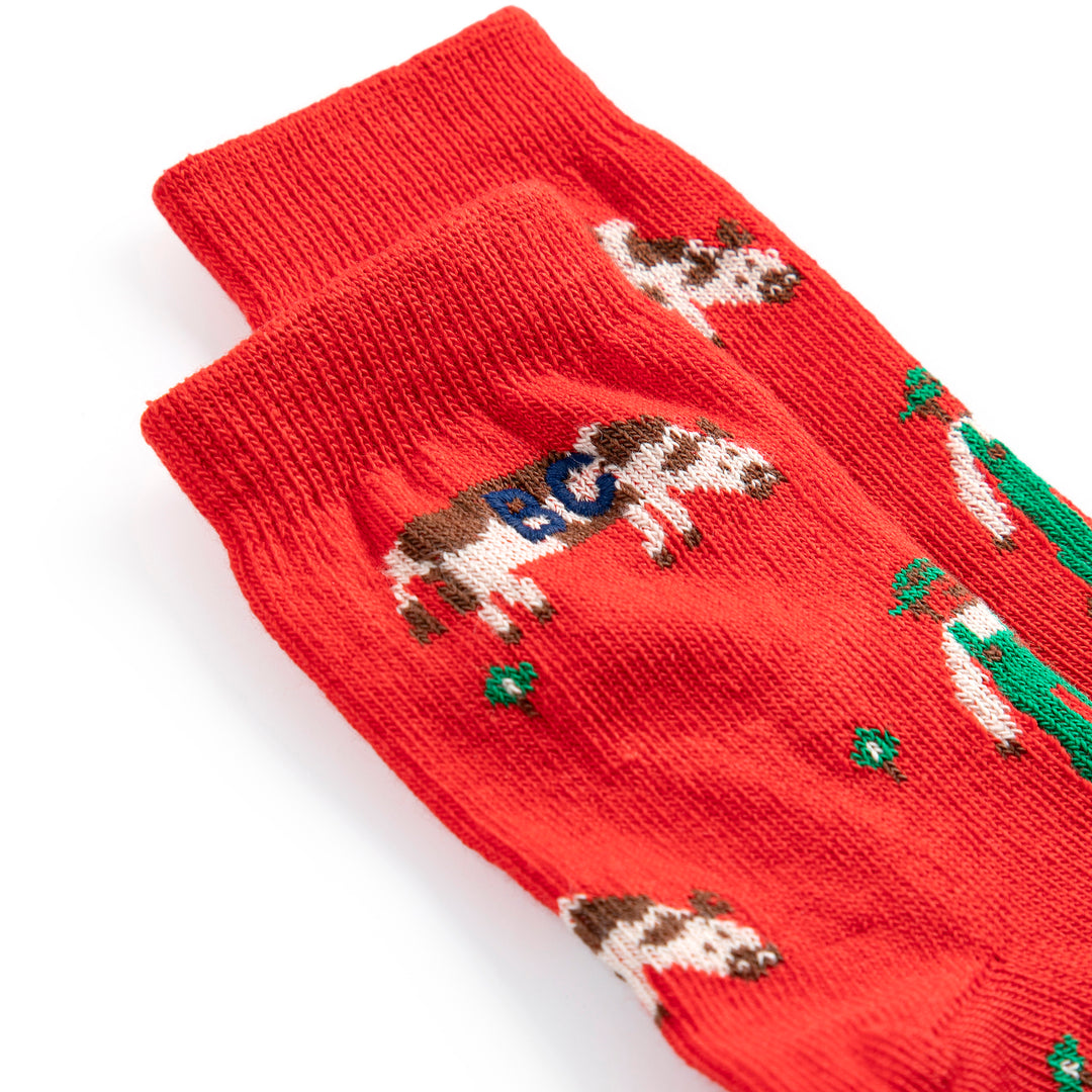 Farm Adventure All Over Short Socks - Red