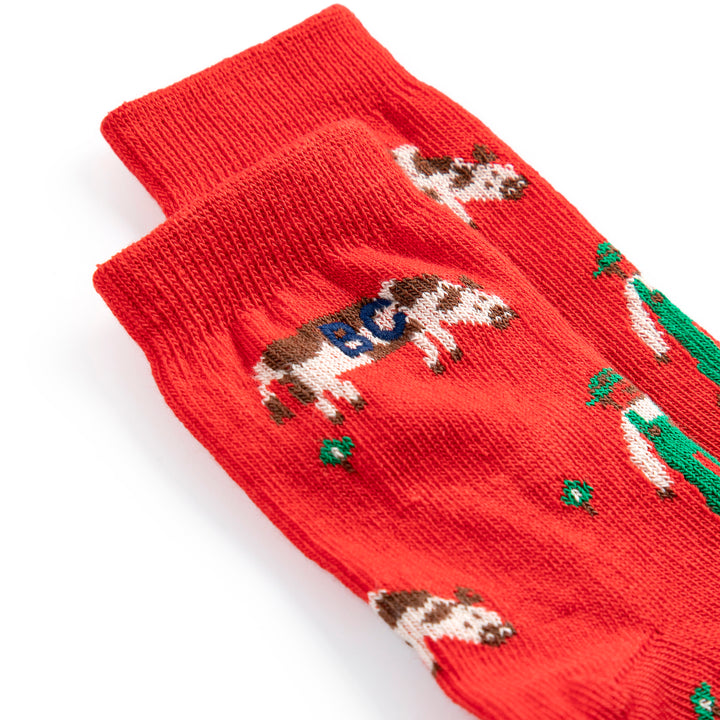Farm Adventure All Over Short Socks - Red