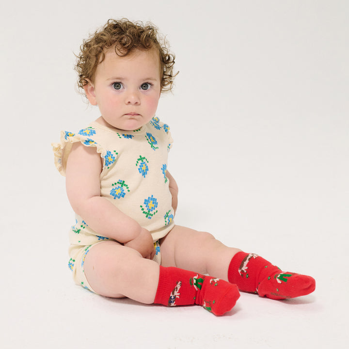 Farm Adventure All Over Short Socks - Red