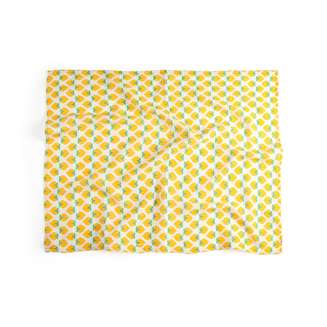 Strawberry All Over Muslin Cloth - Offwhite