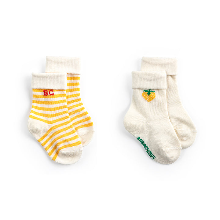 Pixel Strawberry Short Socks Pack X 2 - White