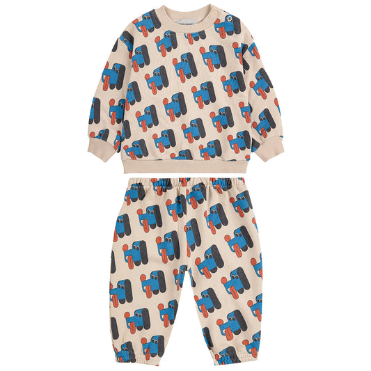 BOBO CHOSES Doggy Mate Baby Sweatsuit - Offwhite