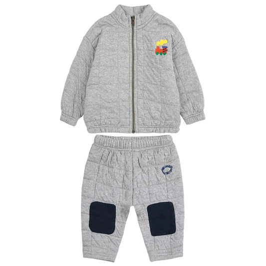 BOBO CHOSES Choo-Choo Quilted Baby Set - Light Heather Grey