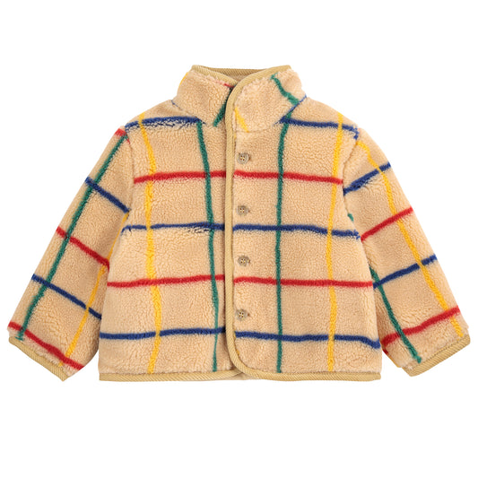 BOBO CHOSES Stripe Color Sheepskin Jacket - Offwhite