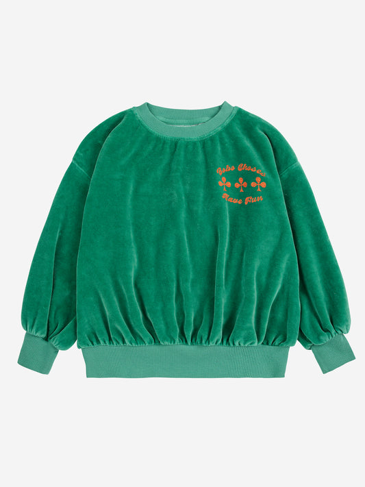 BOBO CHOSES Have Fun Velvet Sweatshirt - Green