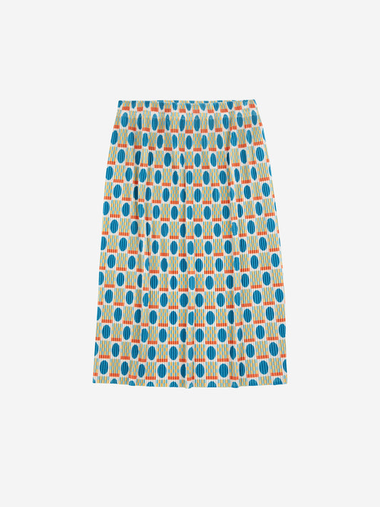 BOBO CHOSES Geometric Scacs Over Pencil Pleated Skirt - Offwhite