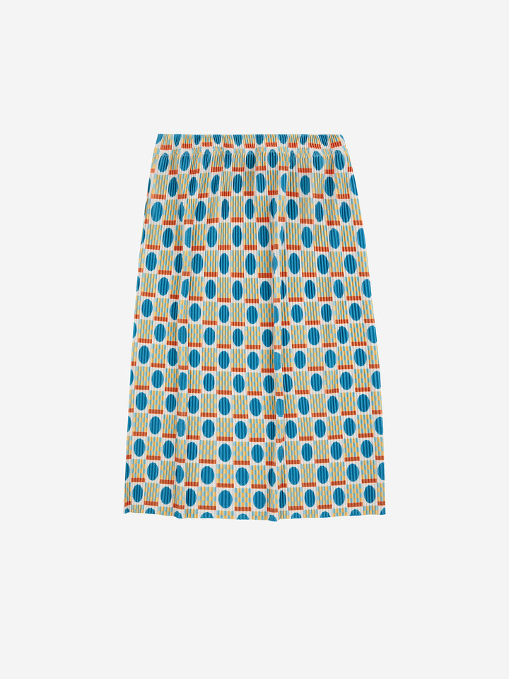BOBO CHOSES Geometric Scacs Over Pencil Pleated Skirt - Offwhite