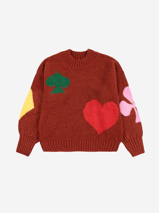 BOBO CHOSES Bobo Joker Jacquard Turtle Neck Jumper - Burgundy Red