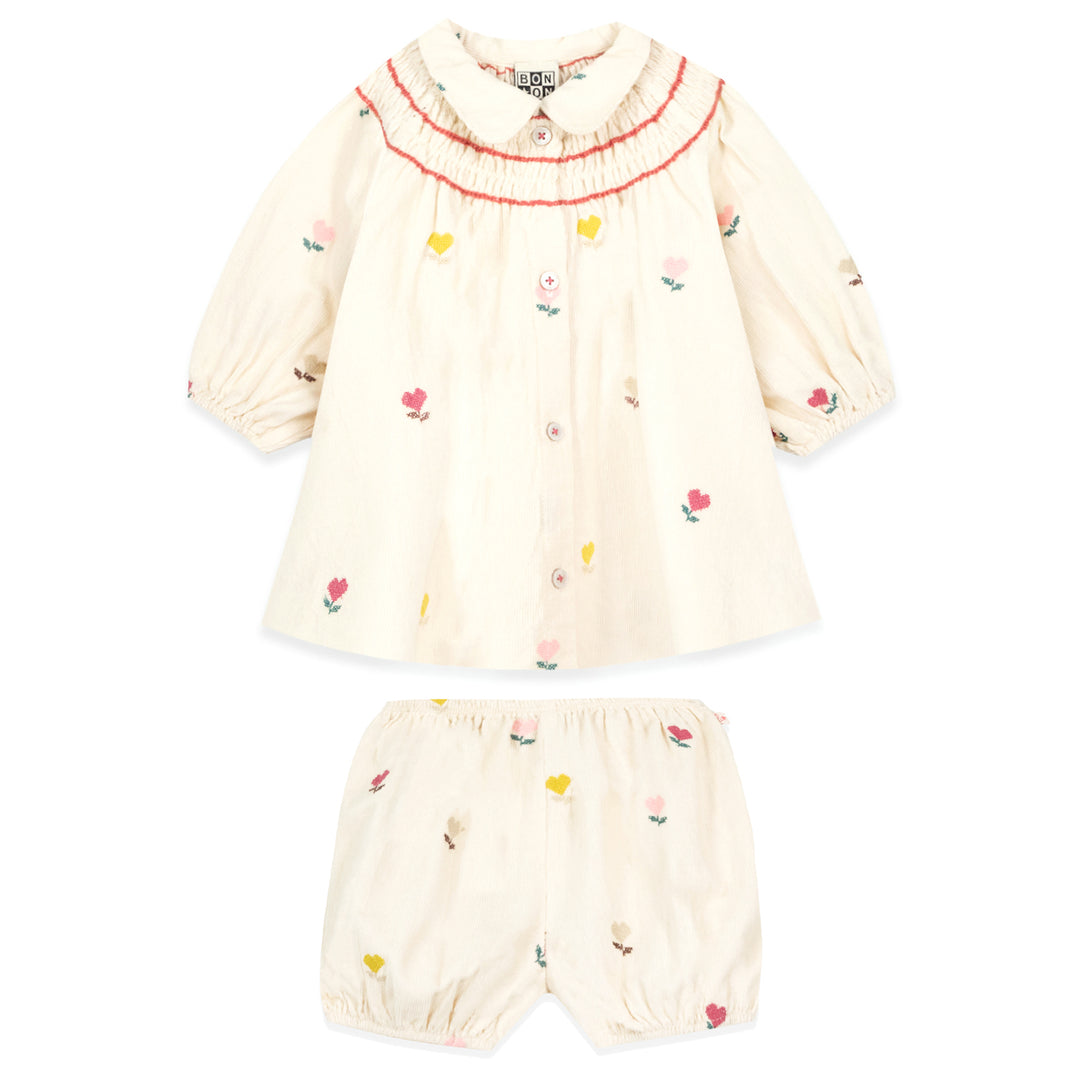 Poupee Baby Dress Set In Coeur Flower