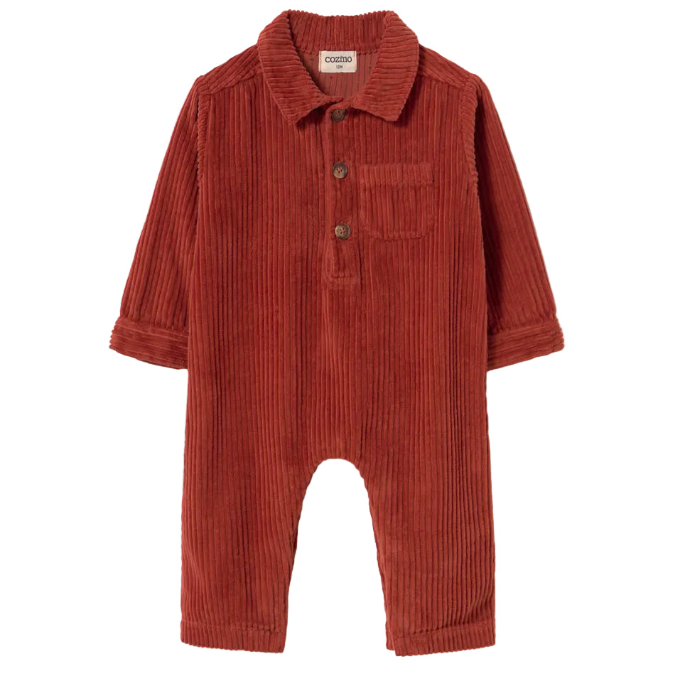 Wide Wale Corduroy Baby Jumpsuit in Ginger