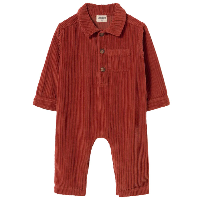 Wide Wale Corduroy Baby Jumpsuit in Ginger