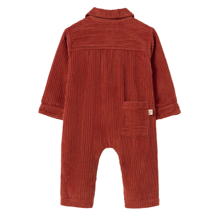 Wide Wale Corduroy Baby Jumpsuit in Ginger