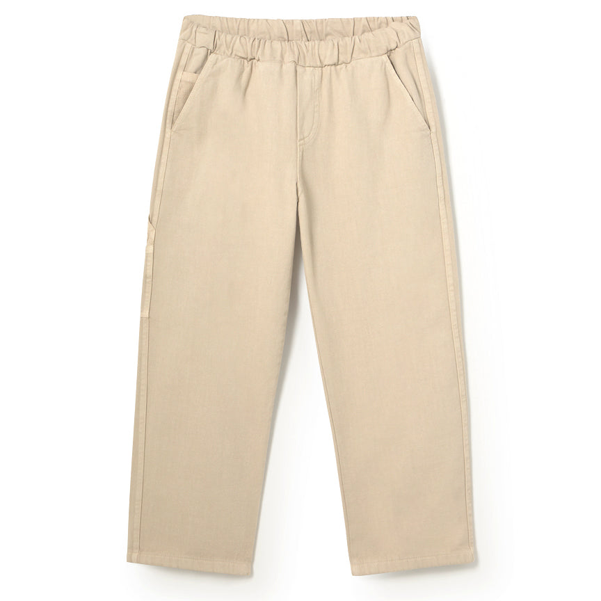 MY LITTLE COZMO Blask Smooth Cotton Twill Pockets Pants - Stone