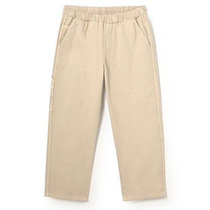 MY LITTLE COZMO Blask Smooth Cotton Twill Pockets Pants - Stone