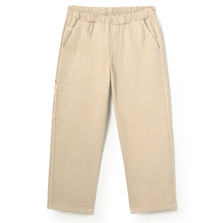 MY LITTLE COZMO Blask Smooth Cotton Twill Pockets Pants - Stone
