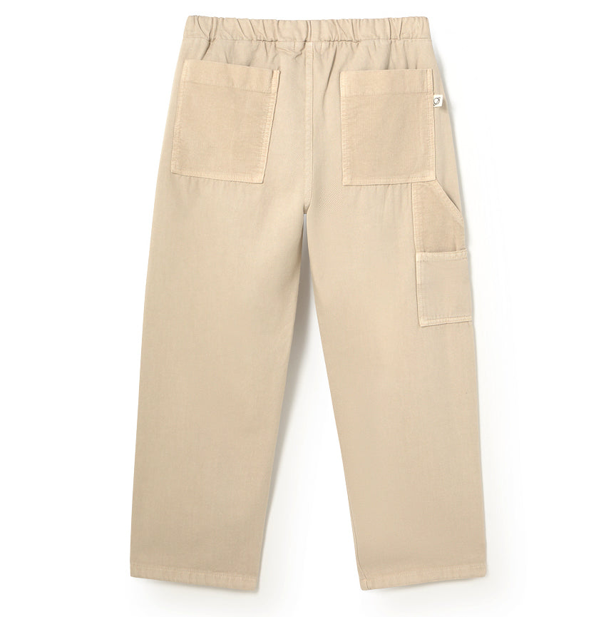 MY LITTLE COZMO Blask Smooth Cotton Twill Pockets Pants - Stone