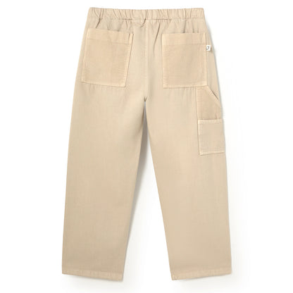 MY LITTLE COZMO Blask Smooth Cotton Twill Pockets Pants - Stone