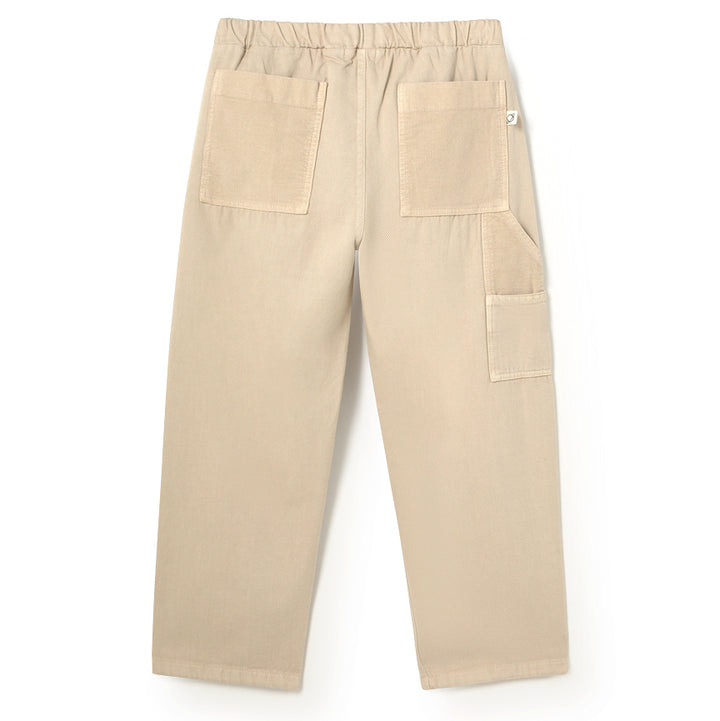 MY LITTLE COZMO Blask Smooth Cotton Twill Pockets Pants - Stone
