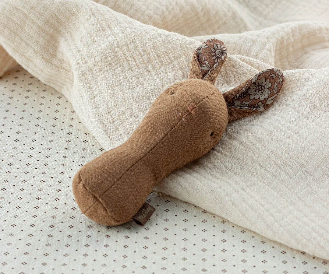 Lullaby Friends Bunny Rattle in Chocolate