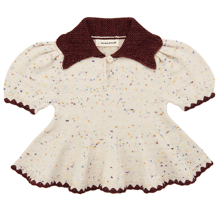 MISHA & PUFF Crochet Trim Puff Top - Iris Confetti