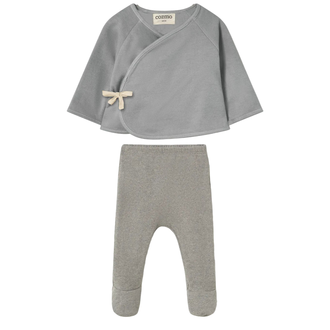 Brushed Soft Knit Baby Set in Grey