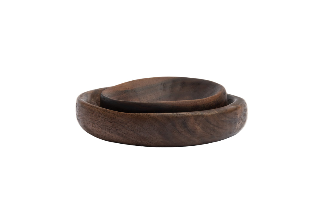 Stack of Hand-Carved Bowls in Walnut