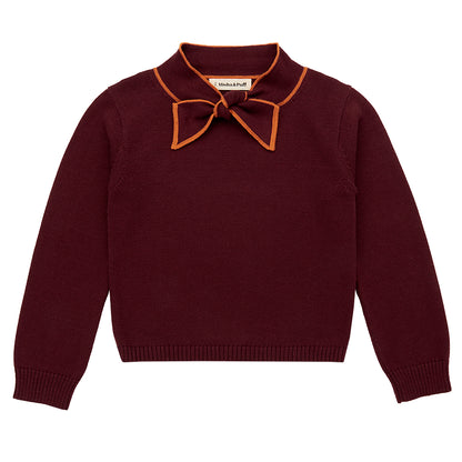 Elsa Bow Collar Sweater - Fig