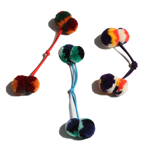 TIA CIBANI Petra Pom Pom Ties (Set Of 3) - Rainbow