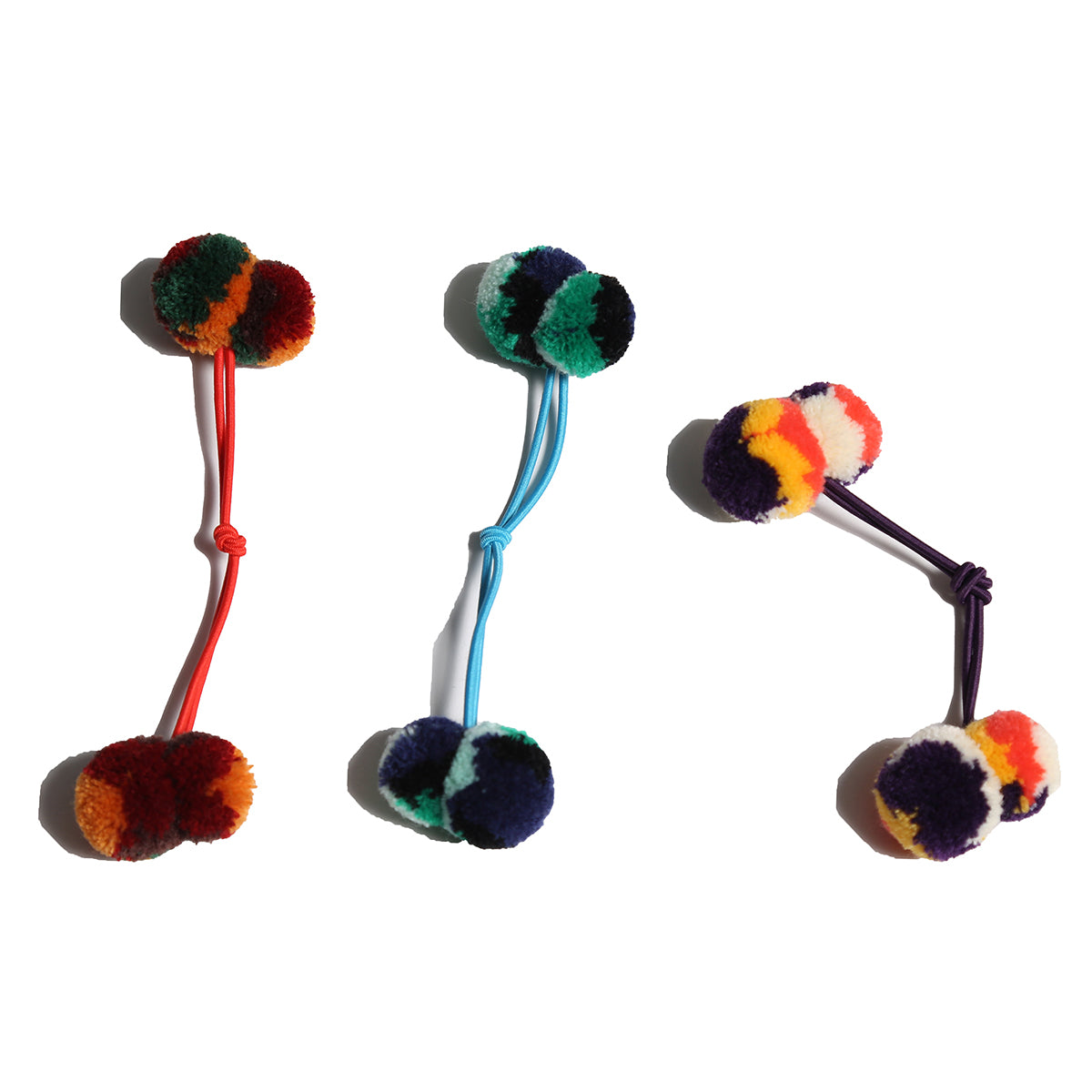 TIA CIBANI Petra Pom Pom Ties (Set Of 3) - Rainbow