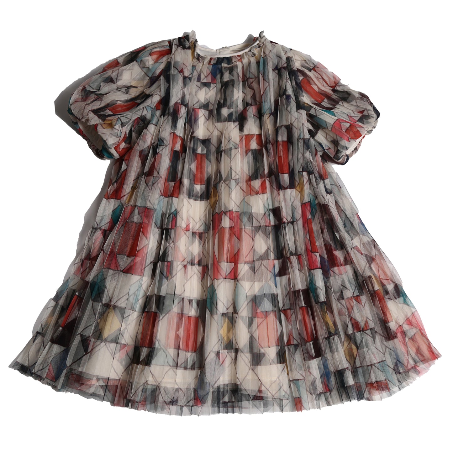 TIA CIBANI Crush Pleated Smock Dress - Rainbow
