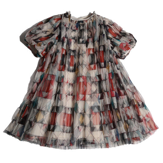 TIA CIBANI Crush Pleated Smock Dress - Rainbow