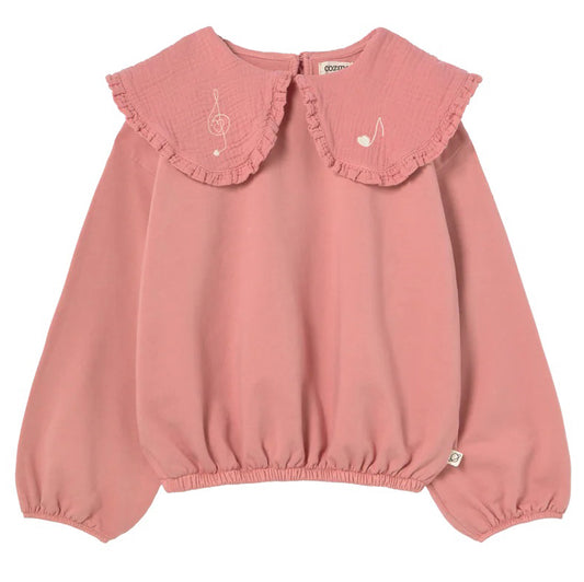MY LITTLE COZMO Genoa Soft Brushed Fleece Puffed Sweatshirt - Rose Tea