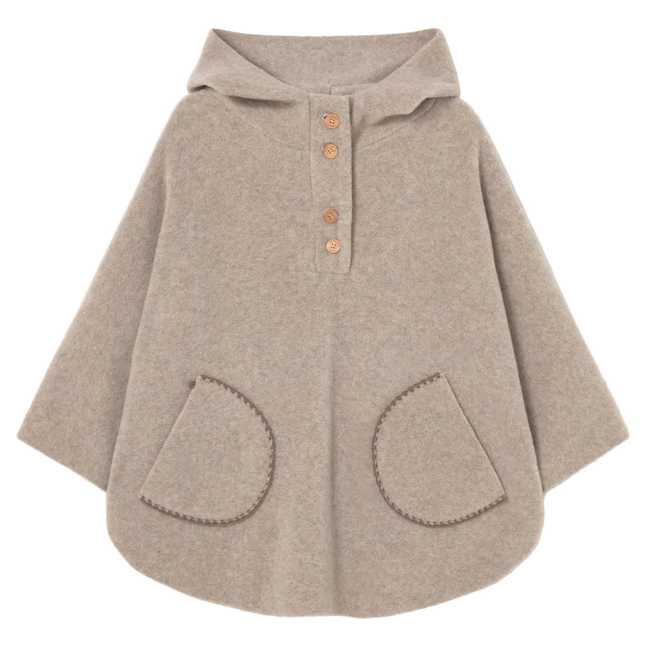 Soft Bamboo Poncho Jacket in Stone