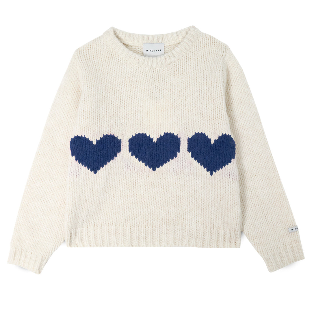 Mia Sweater in Ecru and Blue