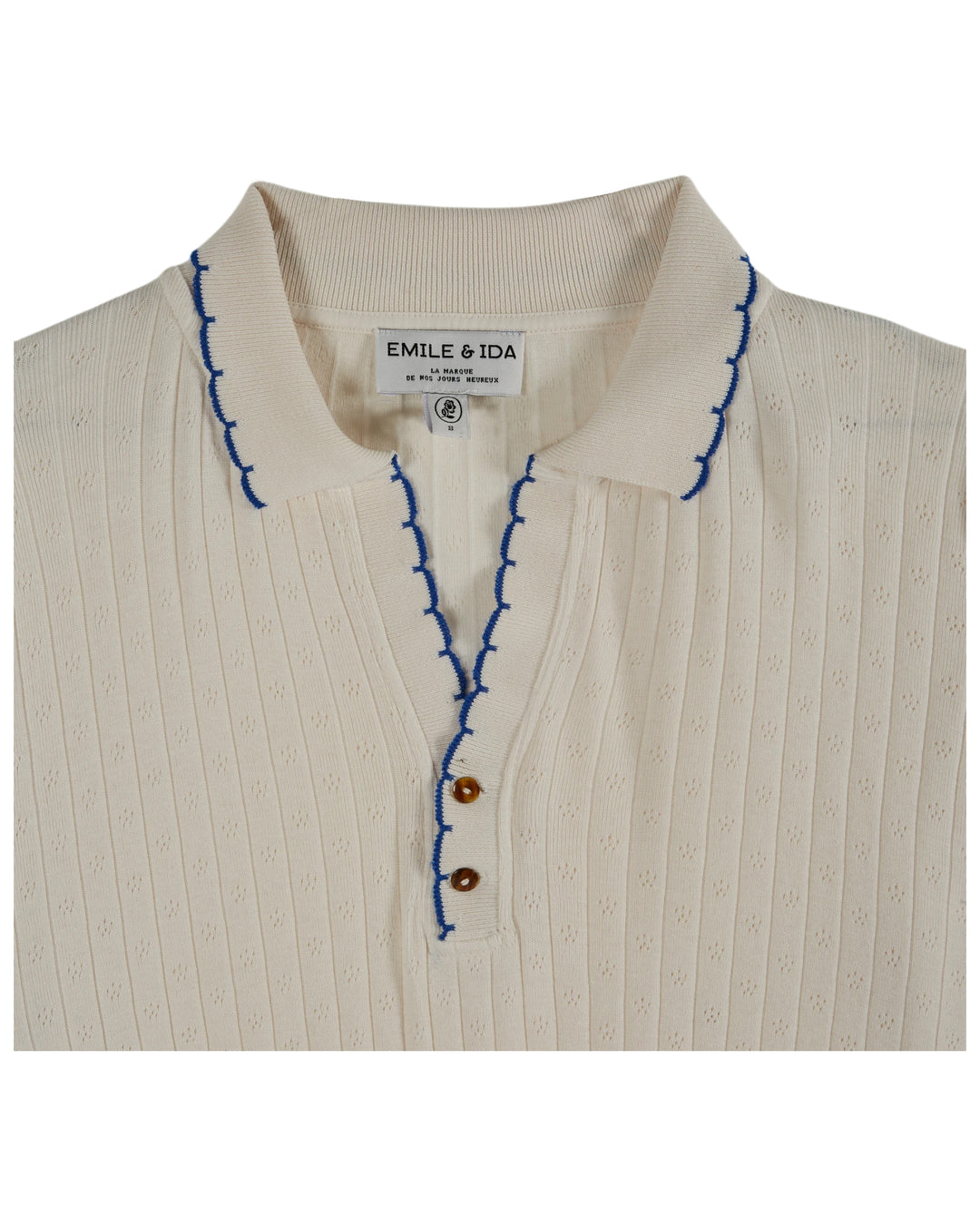 EMILE ET IDA Pointelle Polo - Creme