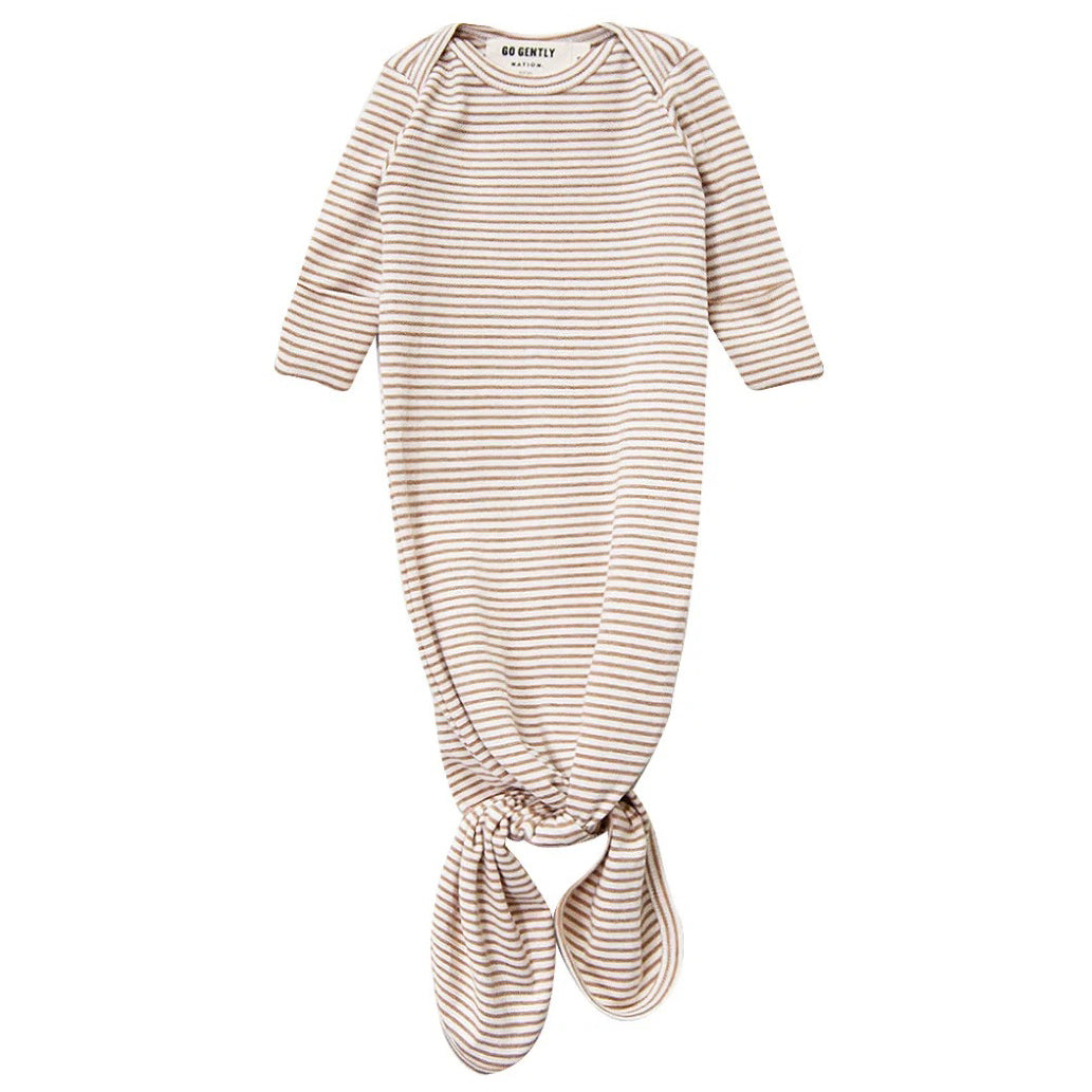 Infant Gown in Camel Stripe