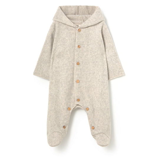MY LITTLE COZMO Jade Soft Mélange Bamboo Bearsuit - Stone