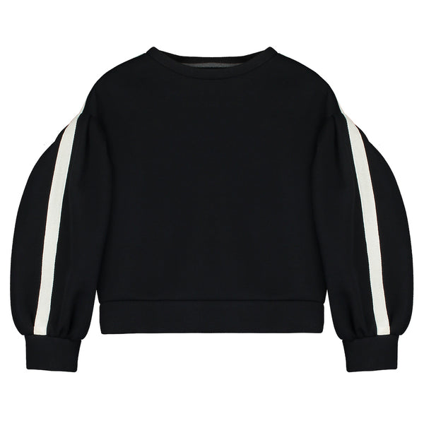Kid-Girl-Neoprene Striped Balloon Sweatshirt-K047-188-4061