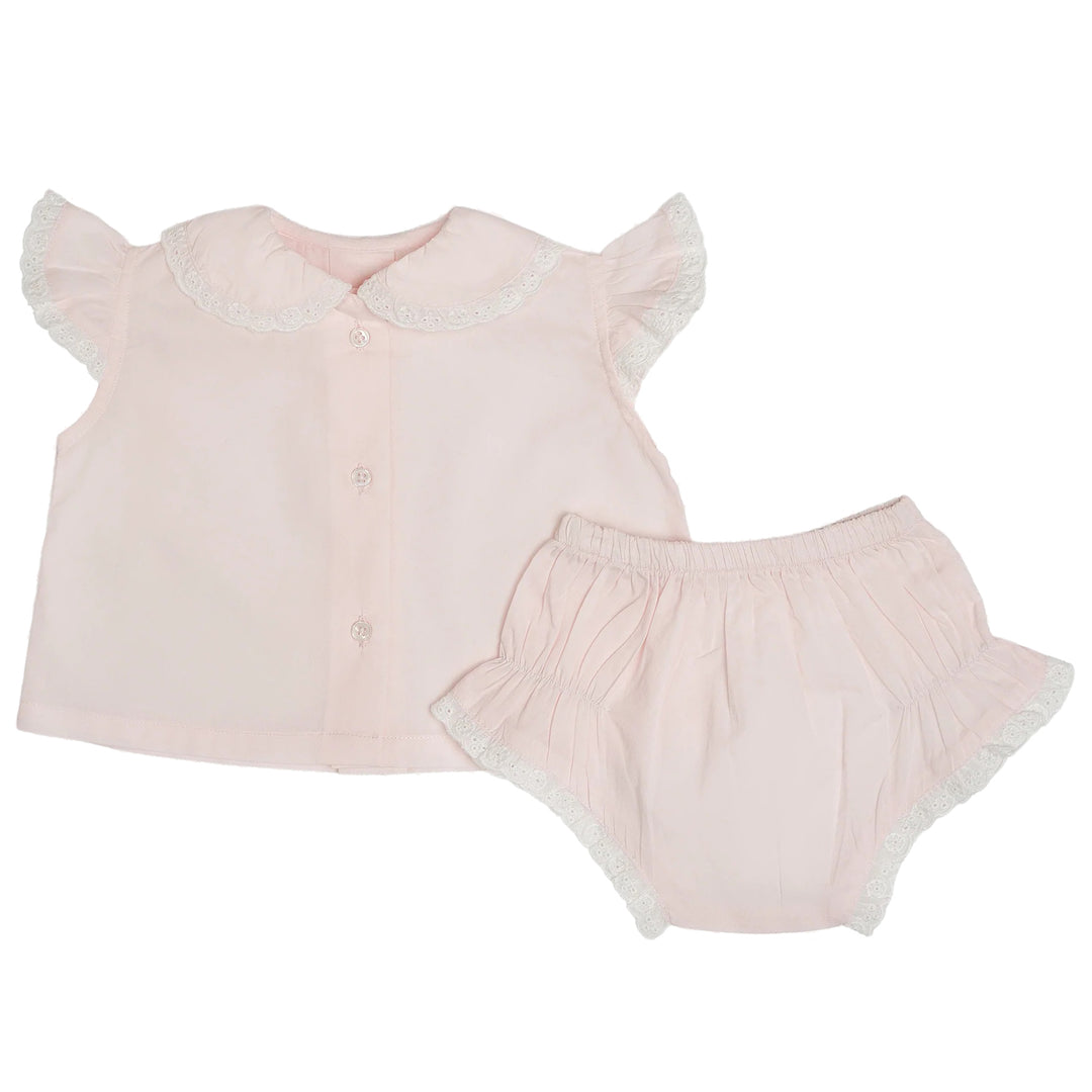 Baby Ann Flutter Sleeve Diaper Set in Pink