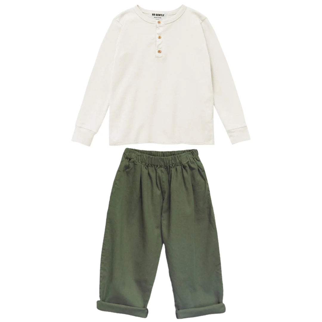 Long John Henley Baby Set in Natural