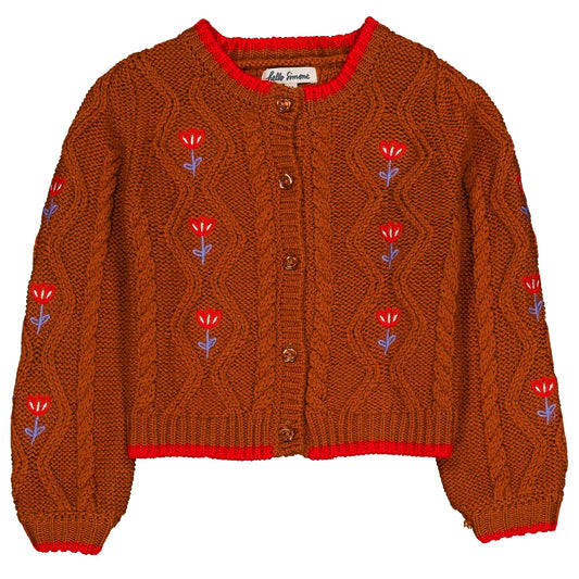 HELLO SIMONE Lison Cable Knit Cardigan - Hazelnut