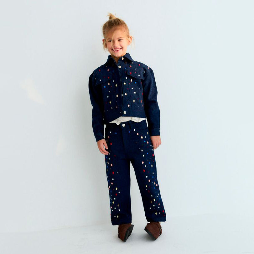 THE NEW SOCIETY Mia Rhinestone Jacket - Blue Denim