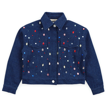 THE NEW SOCIETY Mia Rhinestone Jacket - Blue Denim